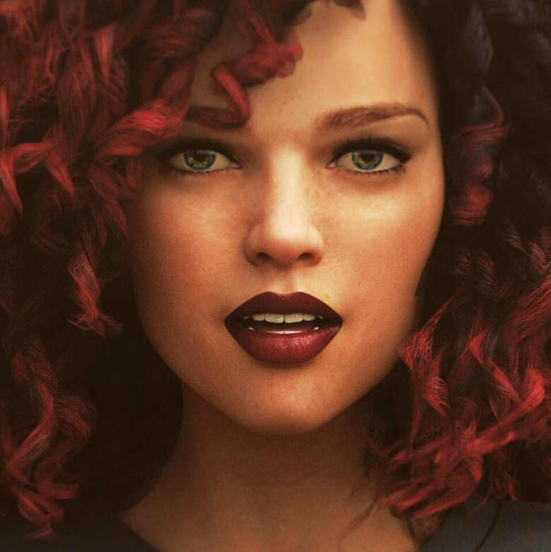 A close-up portrait of a virtual fashion model